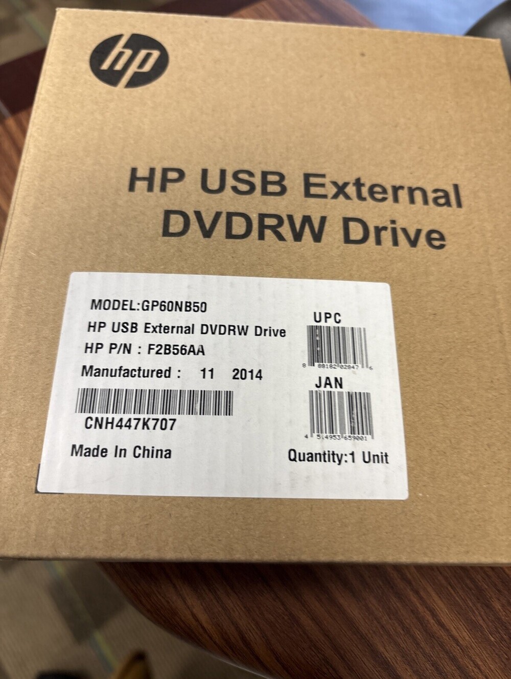 NEW SEALED HP External USB DVD-RW Drive F2B56AA